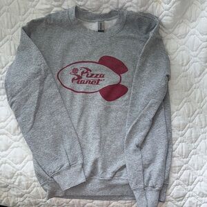 Gildan Gray Sweatshirt Toy Story pizza planet logo